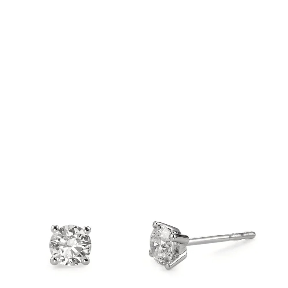 Orecchini a bottone Oro bianco 750/18 carati Diamante bianco, 0.50 ct, 2 pietra, [Brillant], w-si Ø4 mm