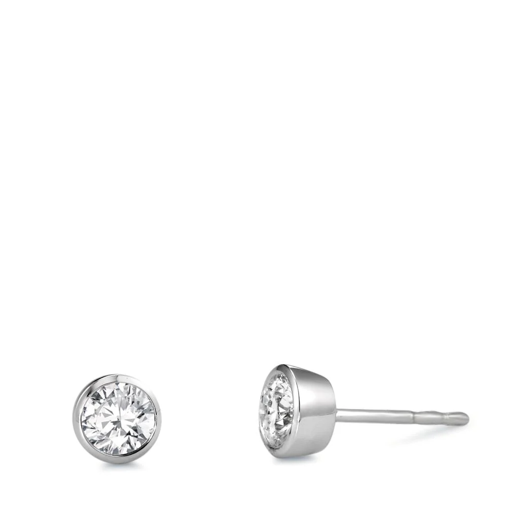 Orecchini a bottone Oro bianco 750/18 carati Diamante bianco, 0.50 ct, 2 pietra, [Brillant], w-si Ø5.5 mm
