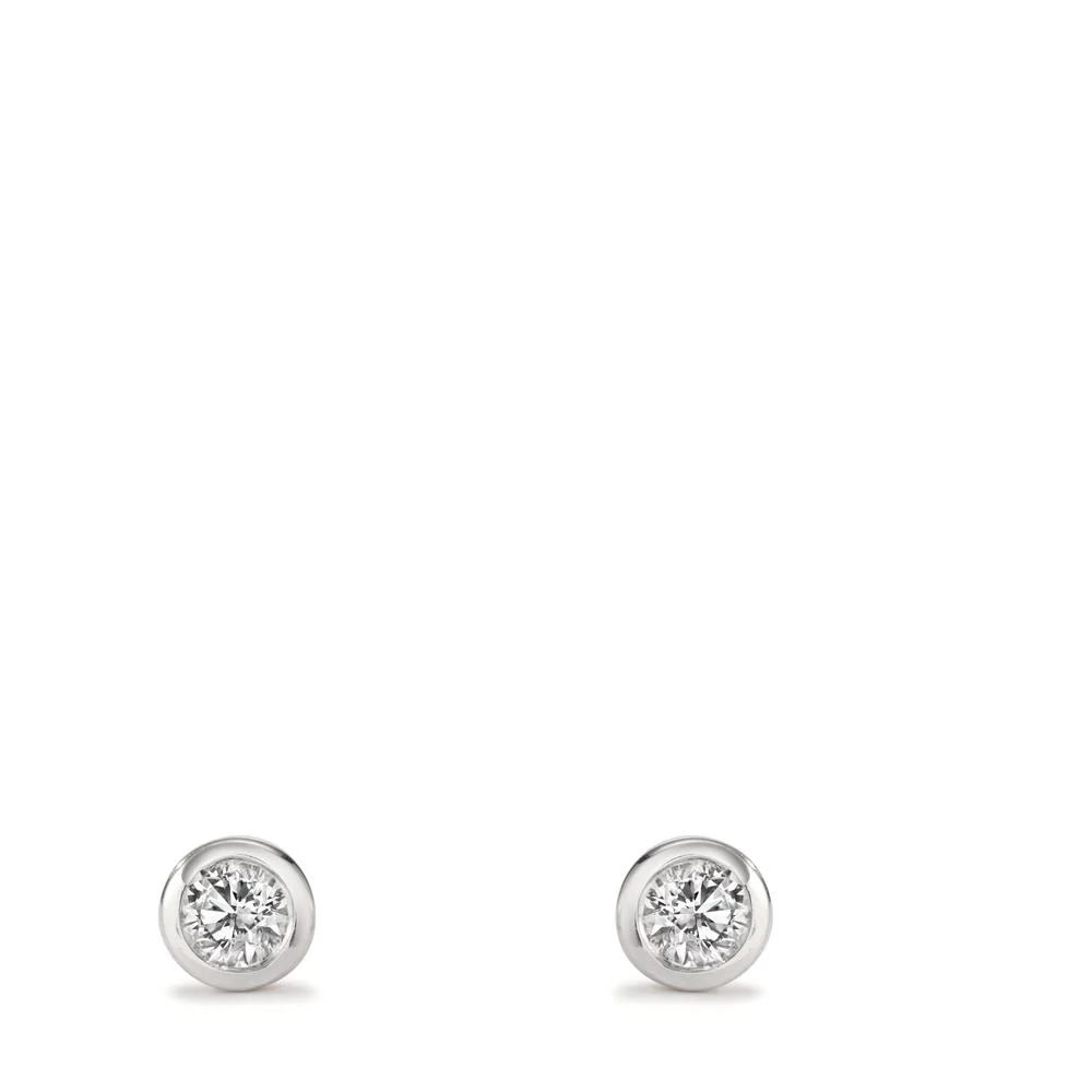 Orecchini a bottone Oro bianco 750/18 carati Laboratorio di diamanti coltivato 0.20 ct, 2 pietra, w-si Ø4 mm - Image 2