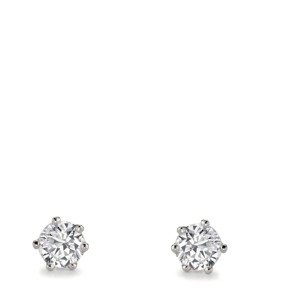 Orecchini a bottone Oro bianco 750/18 carati Laboratorio di diamanti coltivato 1 ct, 2 pietra, w-si Ø5.5 mm - Image 3