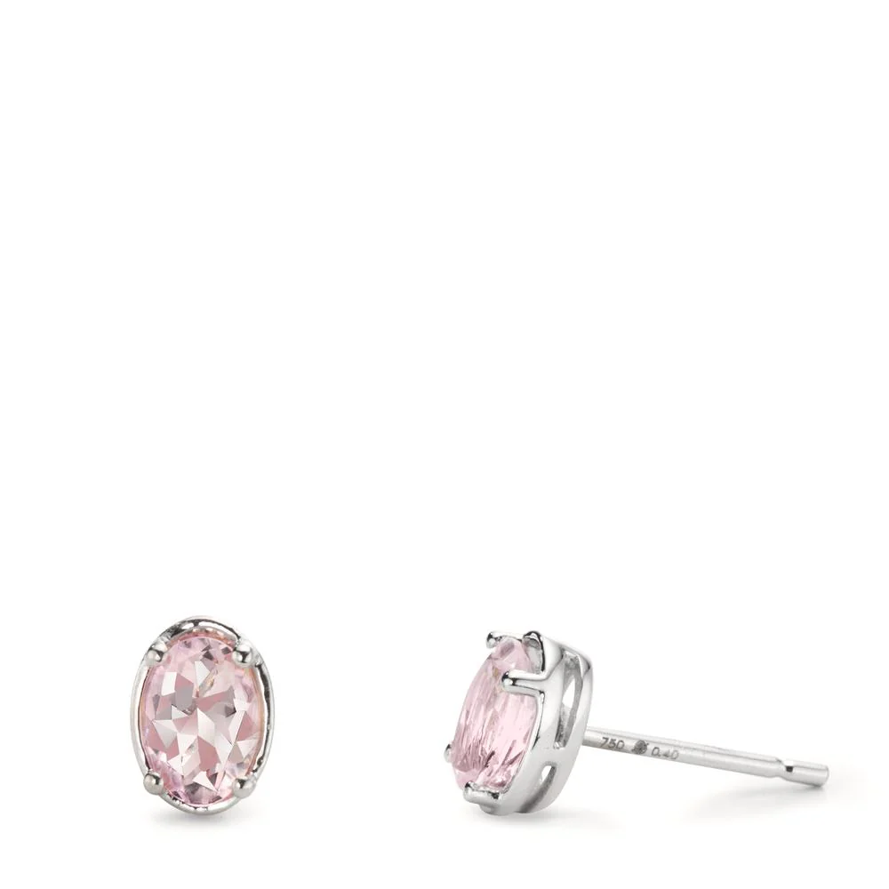 Orecchini a bottone Oro bianco 750/18 carati Morganite rosa, 0.80 ct, 2 pietra