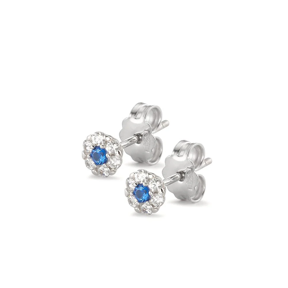 Orecchini a bottone Oro bianco 750/18 carati Zirconia 7 pietra Ø4.5 mm - Image 3