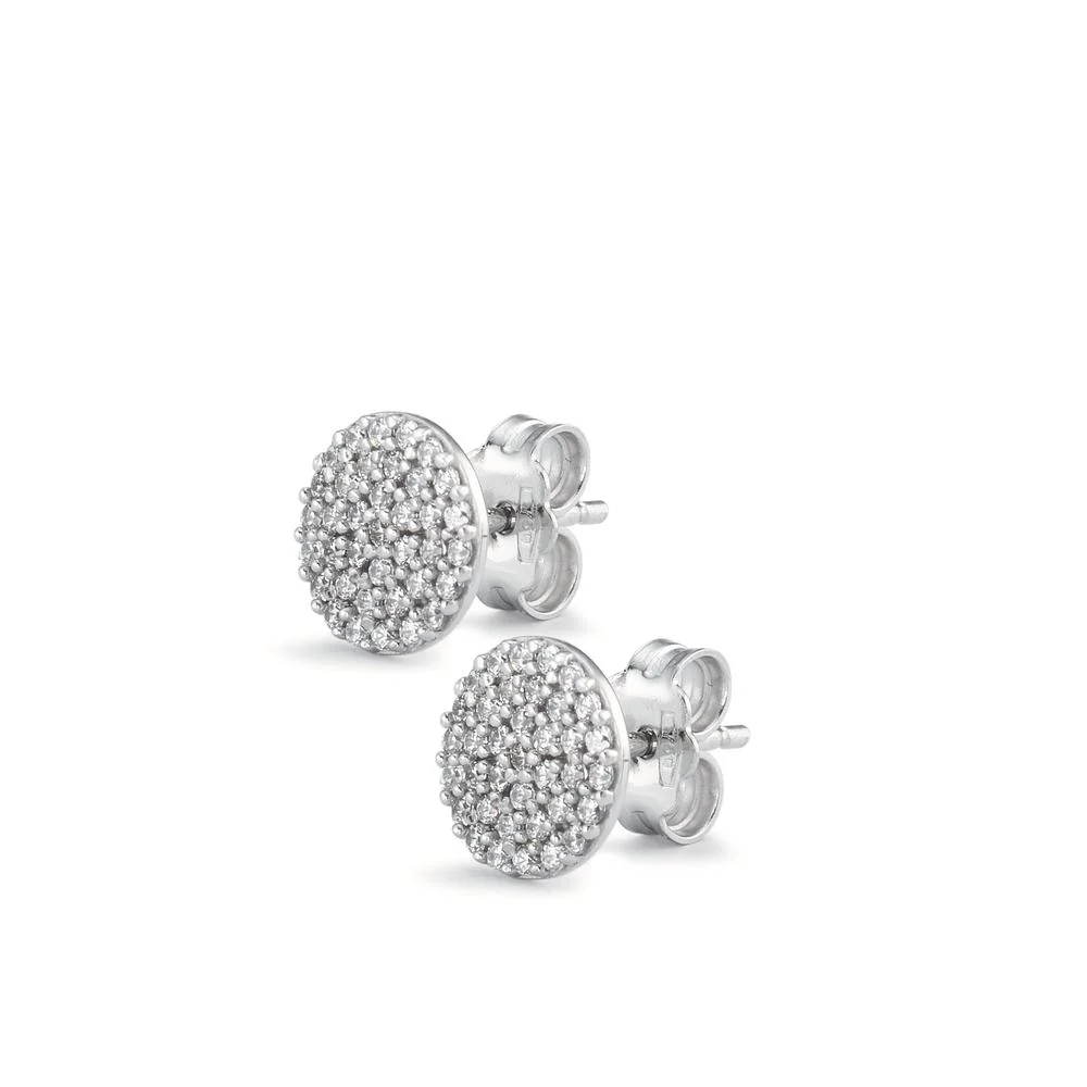Orecchini a bottone Oro bianco 750/18 carati Zirconia Ø7.5 mm - Image 2