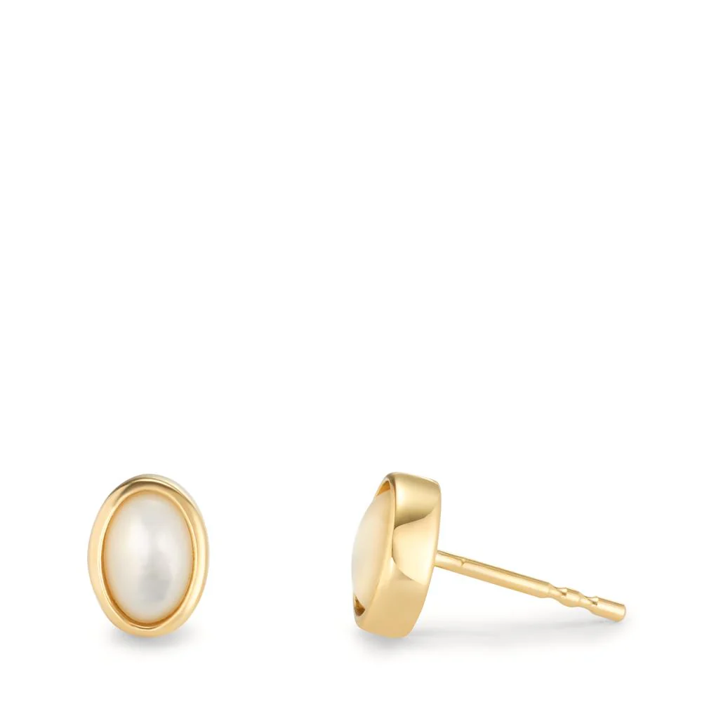 Orecchini a bottone Oro giallo 375/9K Madreperla, 2 Perla