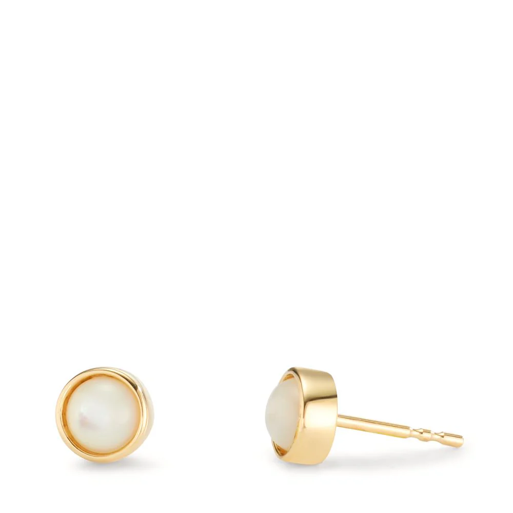Orecchini a bottone Oro giallo 375/9K Madreperla, 2 Perla Ø6.5 mm