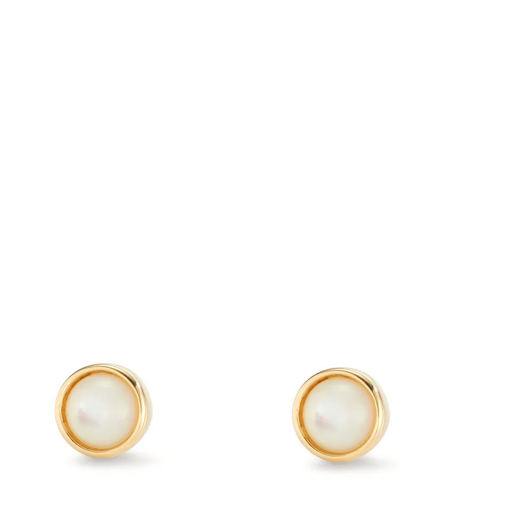 Orecchini a bottone Oro giallo 375/9K Madreperla, 2 Perla Ø6.5 mm - Image 2