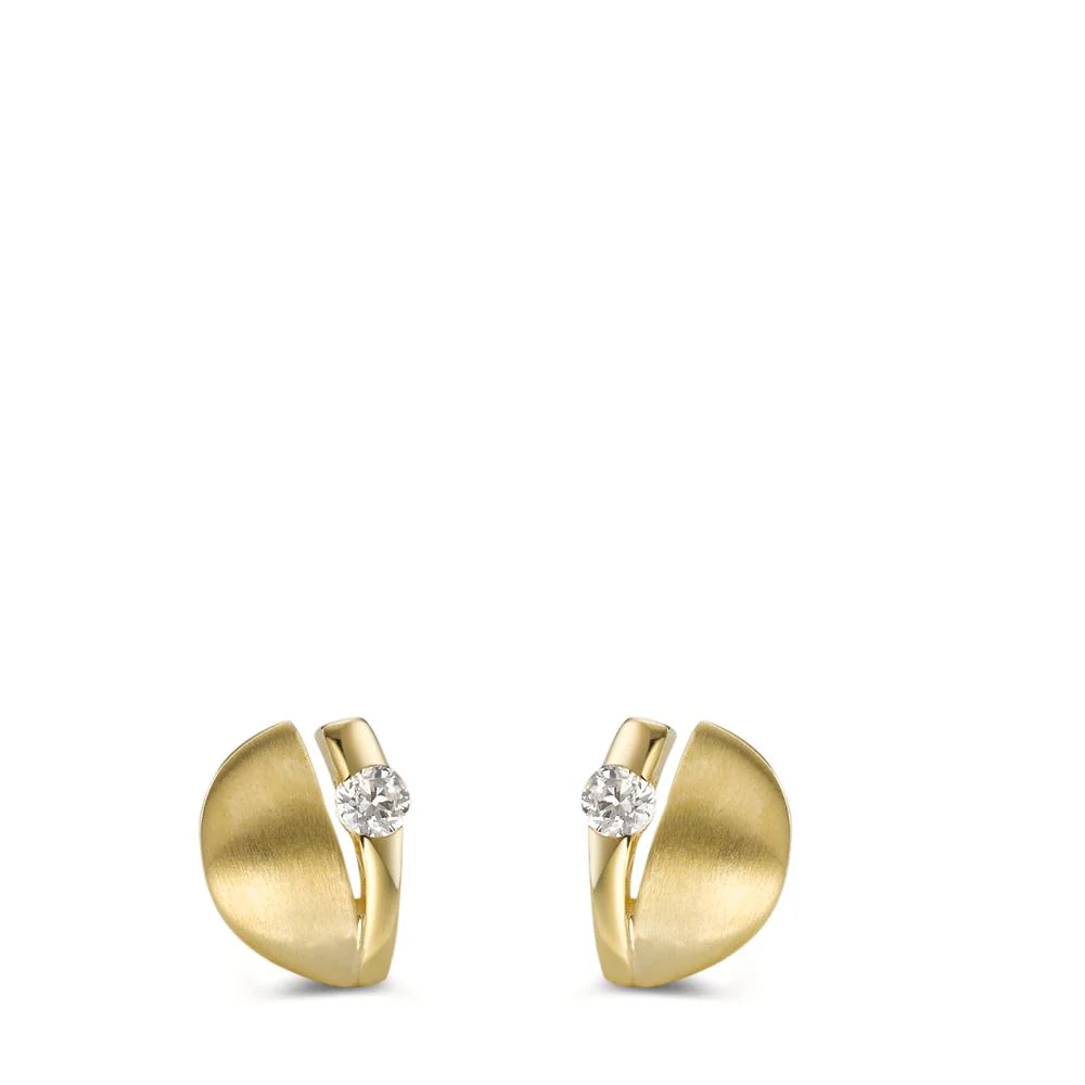 Orecchini a bottone Oro giallo 375/9K Zirconia 2 pietra - Image 3