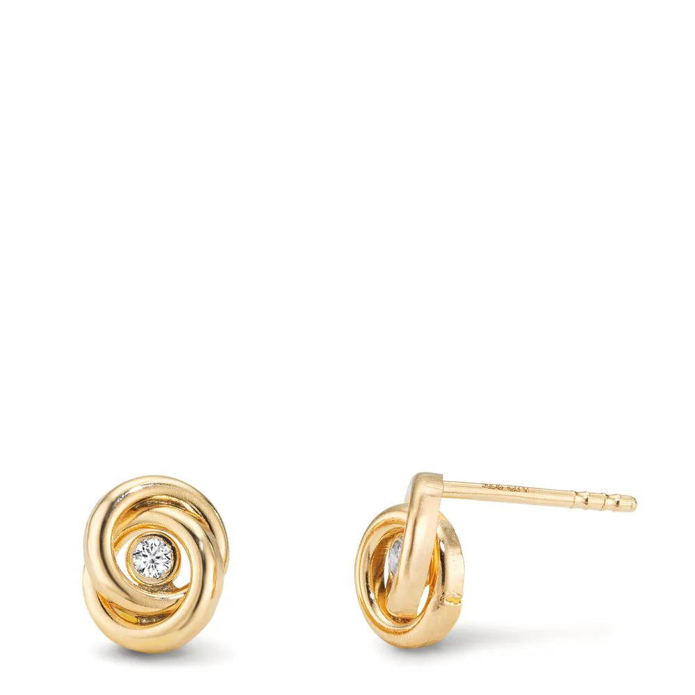 Orecchini a bottone Oro giallo 375/9K Zirconia 2 pietra Ø7 mm