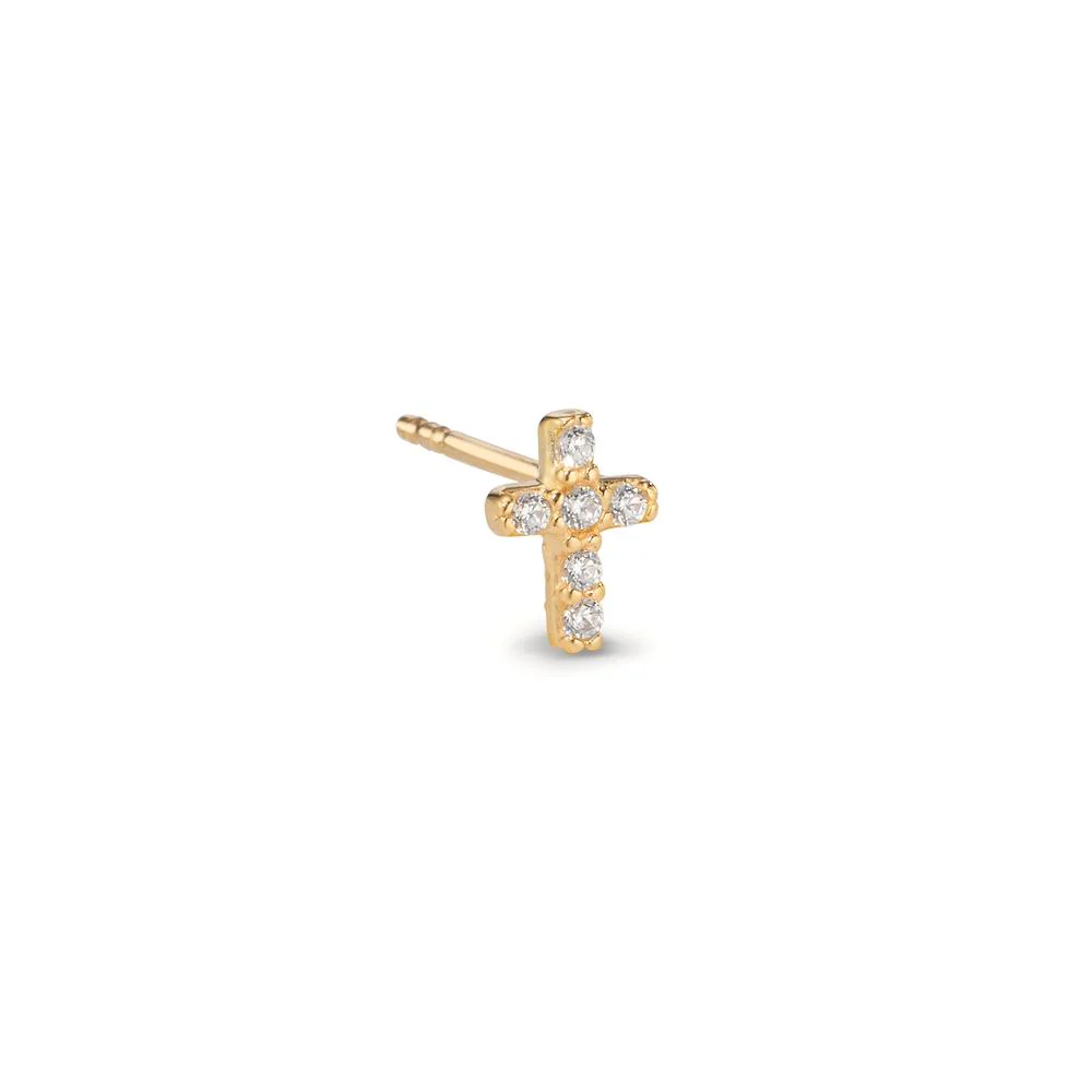 Orecchini a bottone Oro giallo 375/9K Zirconia
