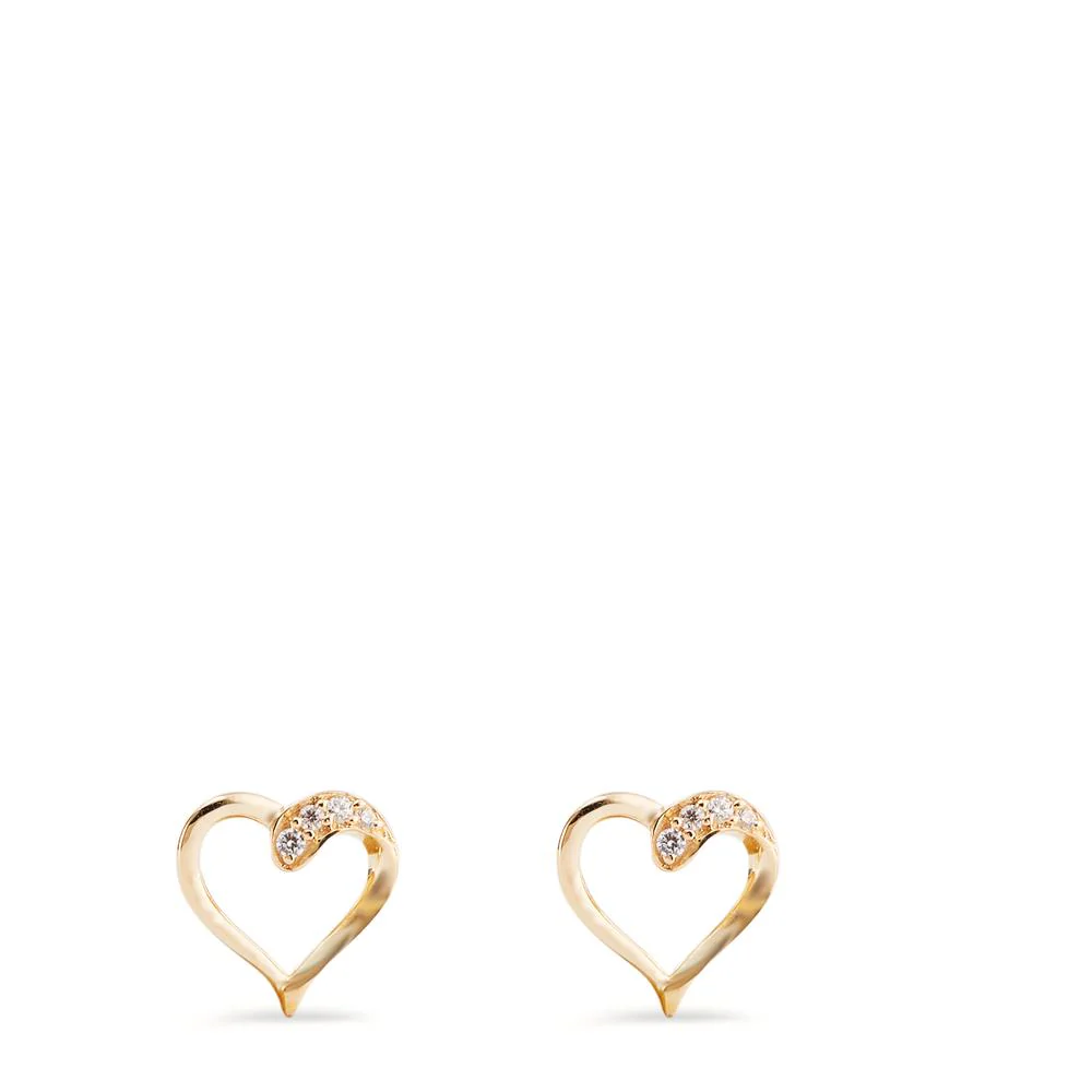 Orecchini a bottone Oro giallo 375/9K Zirconia 8 pietra Cuore Ø7 mm - Image 2