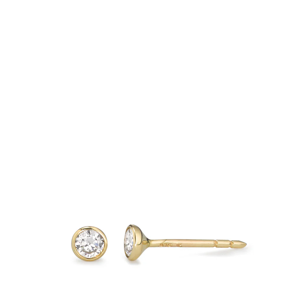 Orecchini a bottone Oro giallo 375/9K Zirconia Ø3.5 mm