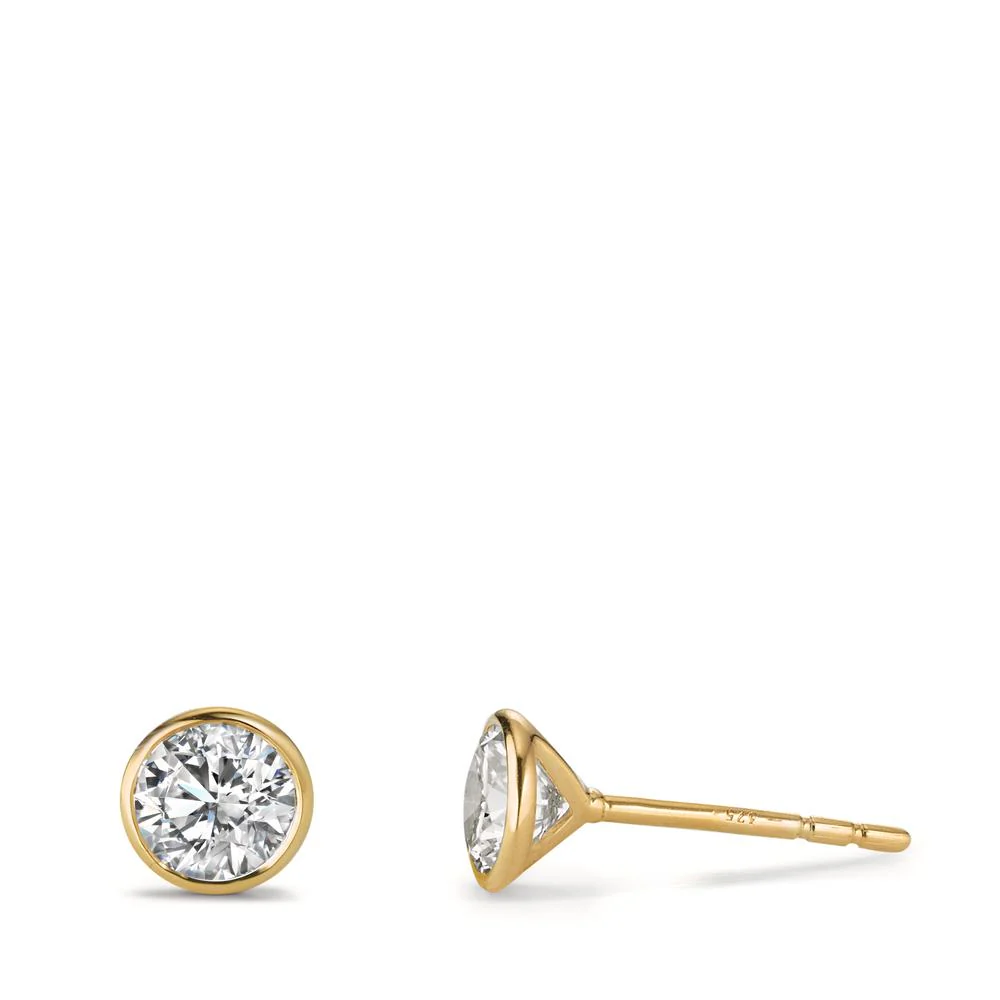 Orecchini a bottone Oro giallo 375/9K Zirconia Ø5.5 mm