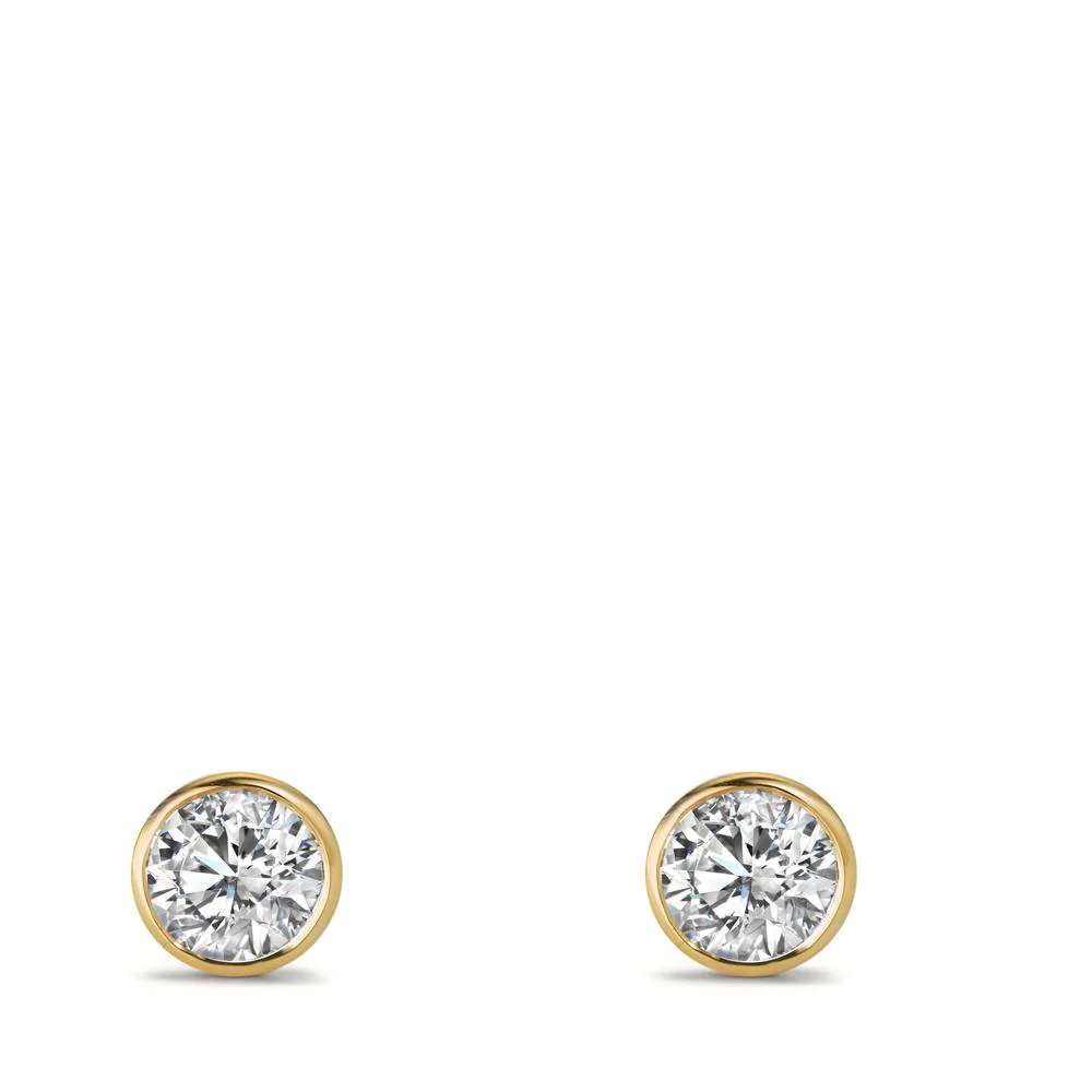 Orecchini a bottone Oro giallo 375/9K Zirconia Ø5.5 mm - Image 2