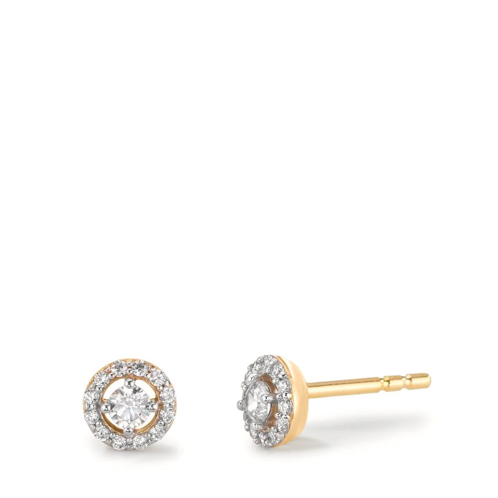 Orecchini a bottone Oro giallo 375/9K Zirconia Ø5.5 mm