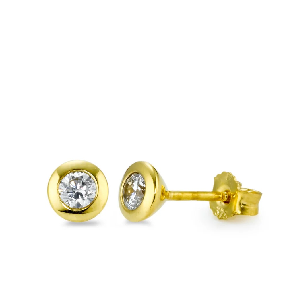 Orecchini a bottone Oro giallo 375/9K Zirconia Ø5 mm