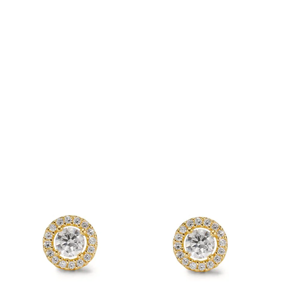 Orecchini a bottone Oro giallo 375/9K Zirconia Ø6.5 mm - Image 2