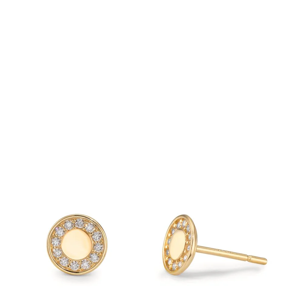 Orecchini a bottone Oro giallo 375/9K Zirconia Ø6 mm