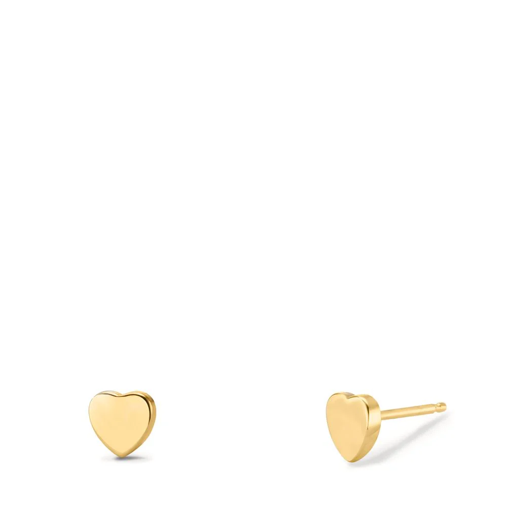 Orecchini a bottone Oro giallo 585/14 kt Cuore Ø3.5 mm