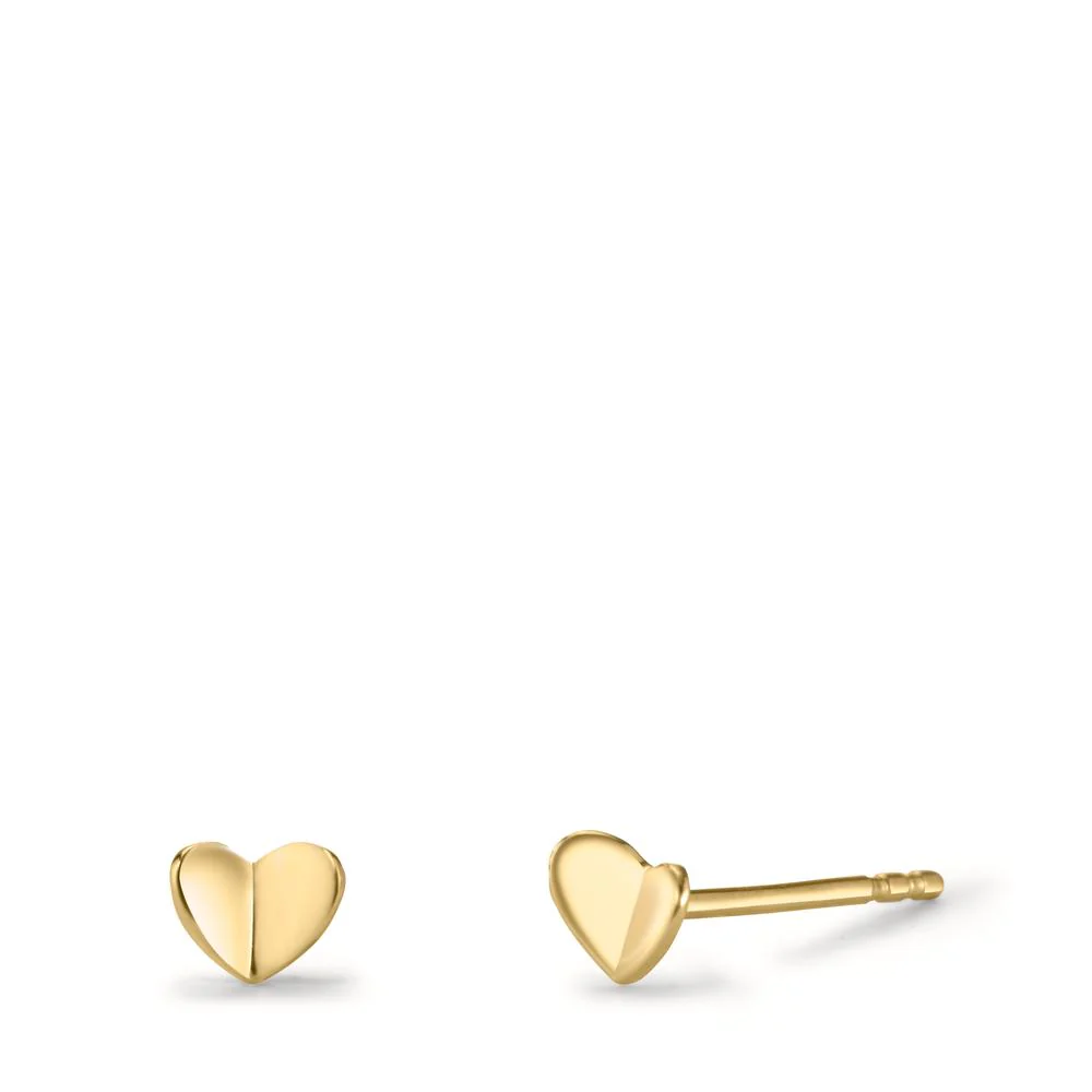 Orecchini a bottone Oro giallo 585/14 kt Cuore Ø4.5 mm