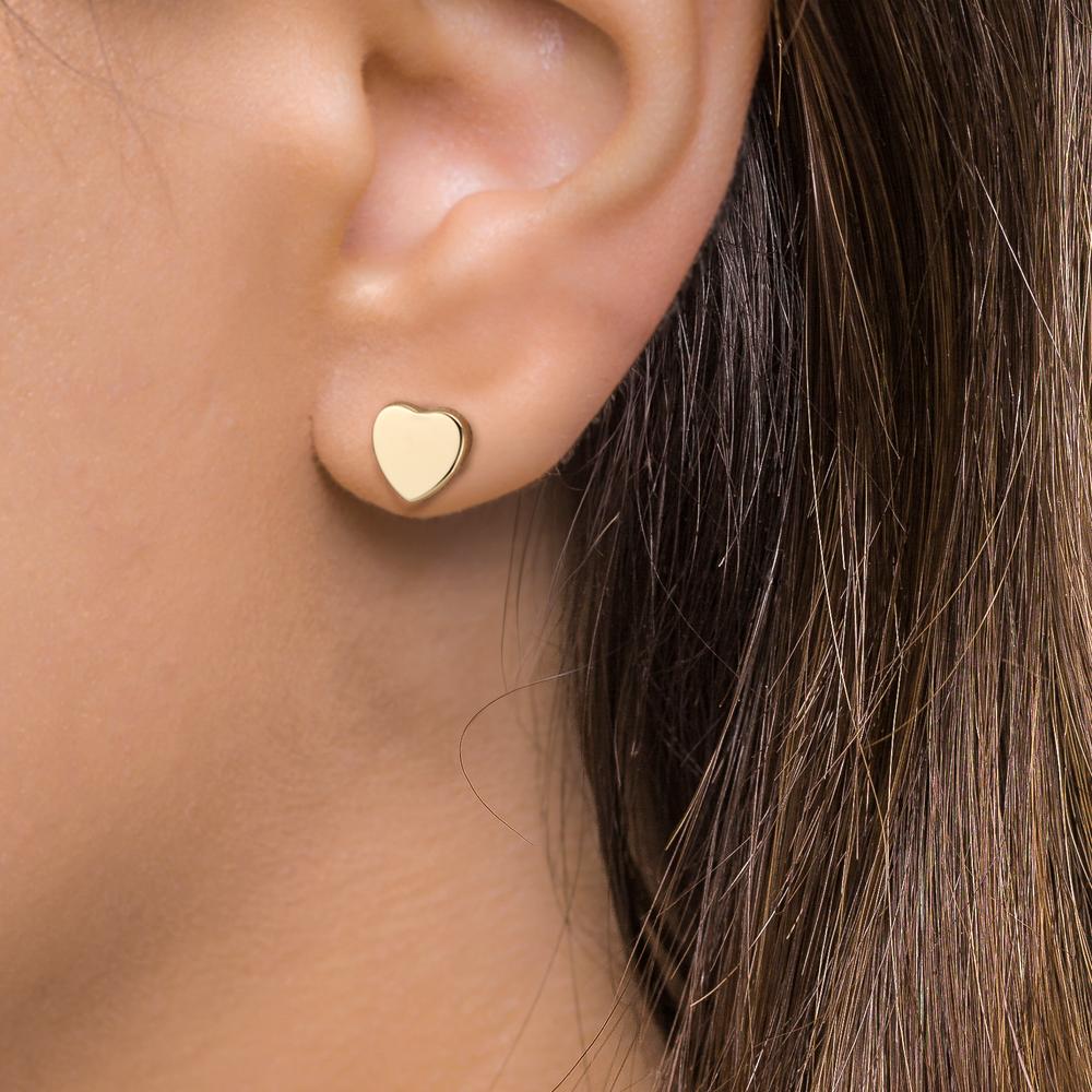 Orecchini a bottone Oro giallo 585/14 kt Cuore Ø7.5 mm - Image 2