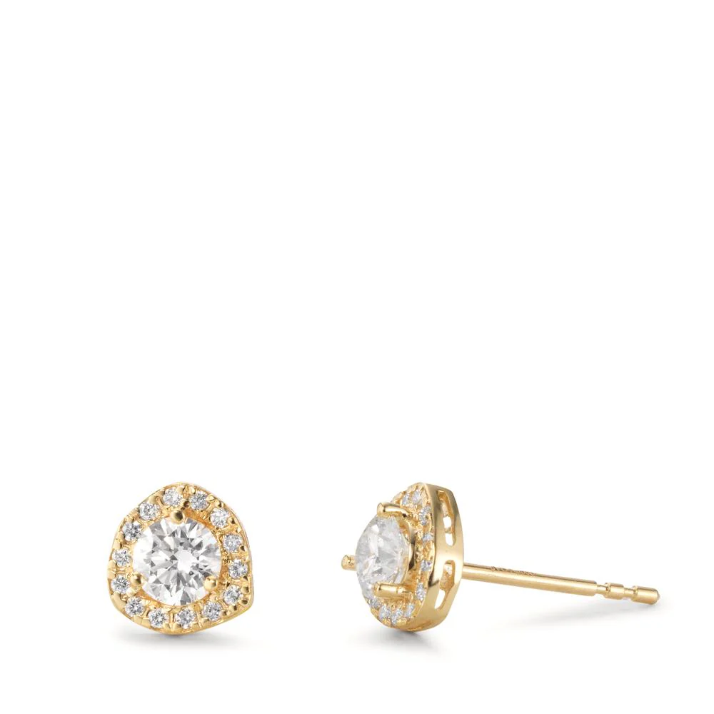 Orecchini a bottone Oro giallo 585/14 kt Laboratorio di diamanti coltivato 0.65 ct, tw-vsi Ø7 mm
