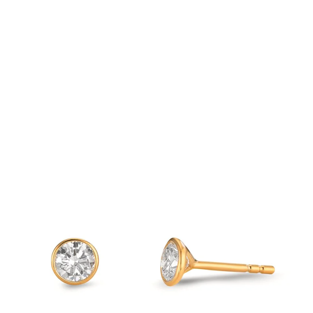 Orecchini a bottone Oro giallo 585/14 kt Laboratorio di diamanti coltivato 1.60 ct, 2 pietra Ø5.3 mm