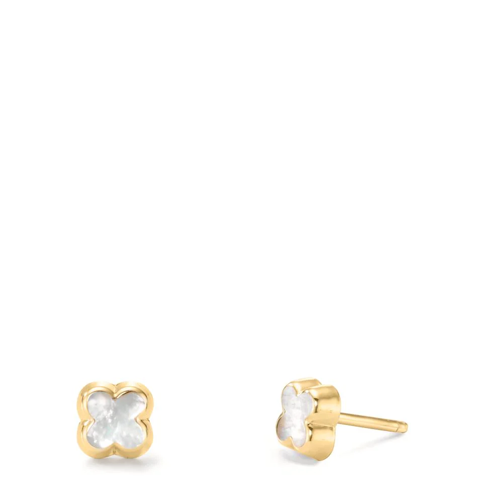 Orecchini a bottone Oro giallo 585/14 kt Madreperla Fiore Ø4.5 mm