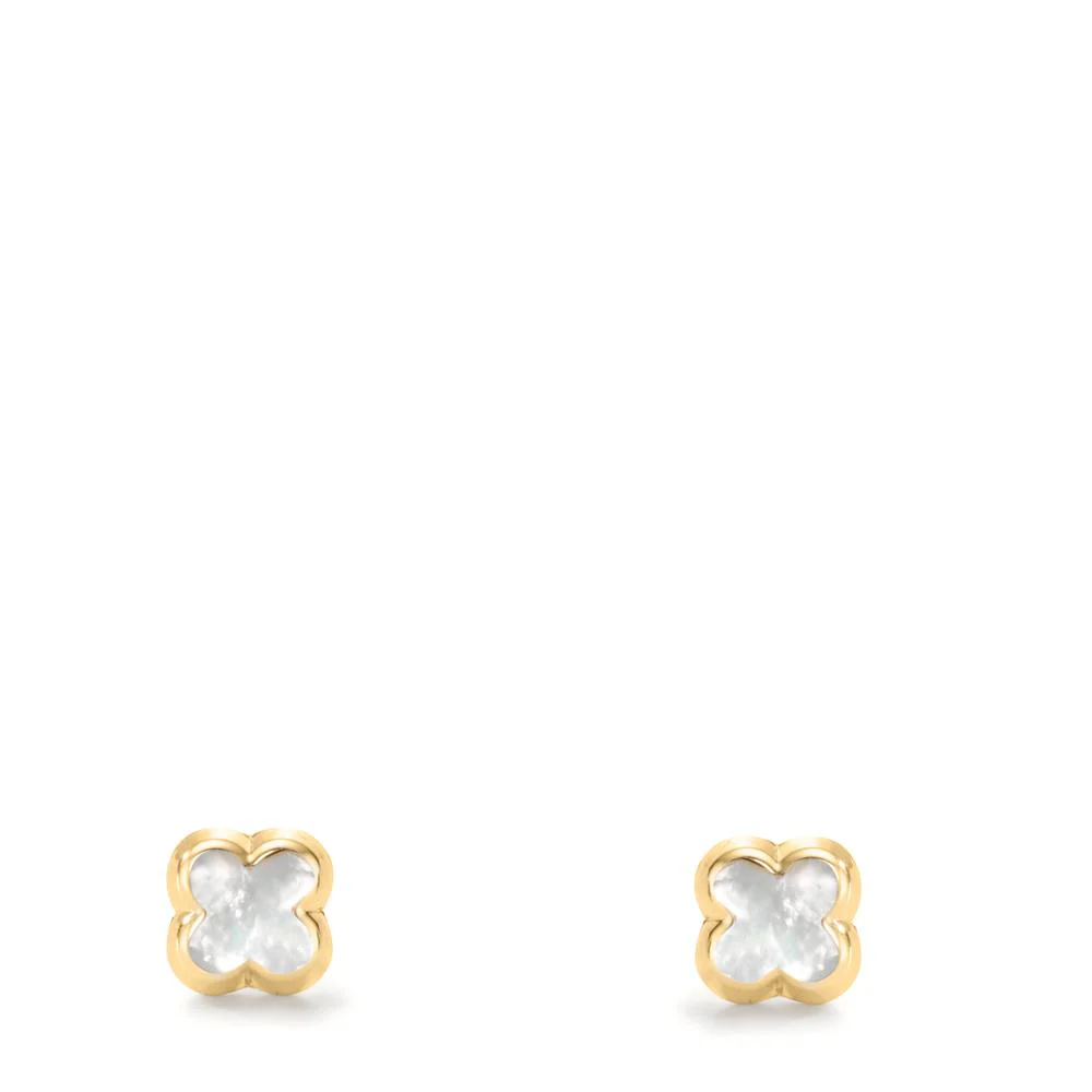 Orecchini a bottone Oro giallo 585/14 kt Madreperla Fiore Ø4.5 mm - Image 3
