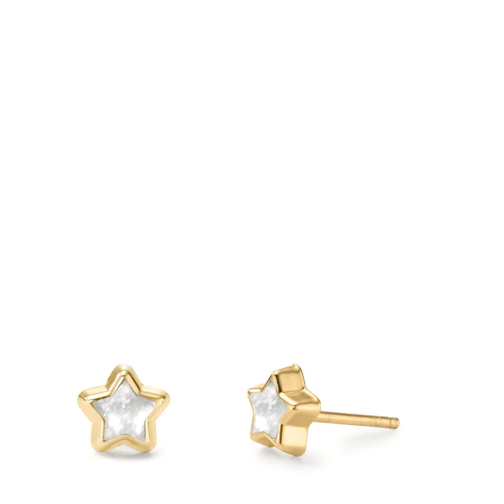 Orecchini a bottone Oro giallo 585/14 kt Madreperla Stella Ø5 mm