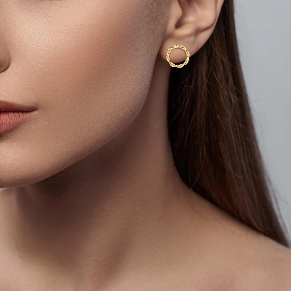 Orecchini a bottone Oro giallo 585/14 kt Ø11 mm - Image 3