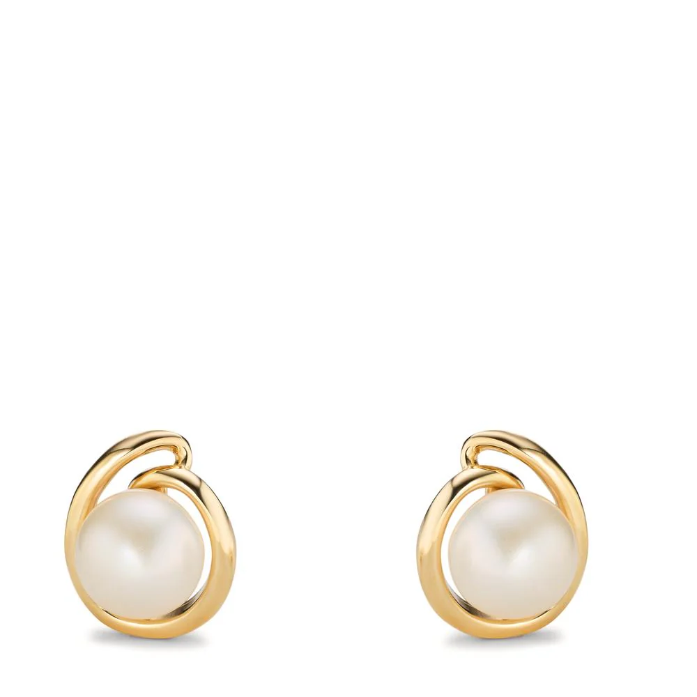 Orecchini a bottone Oro giallo 585/14 kt Perla coltivata d'acqua dolce, 2 Perla, 7.5 mm - Image 2