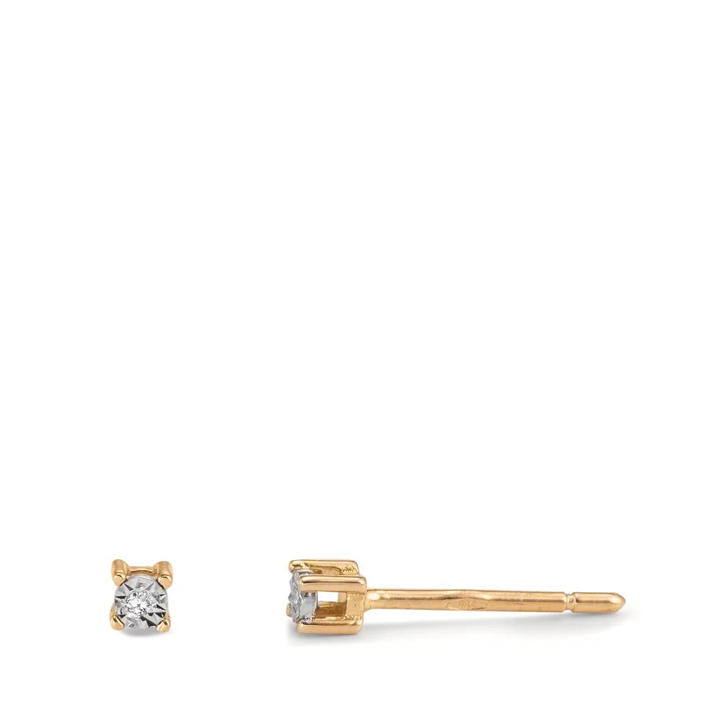 Orecchini a bottone Oro giallo 750/18 carati Diamante 0.02 ct, 2 pietra, w-si Ø2.5 mm