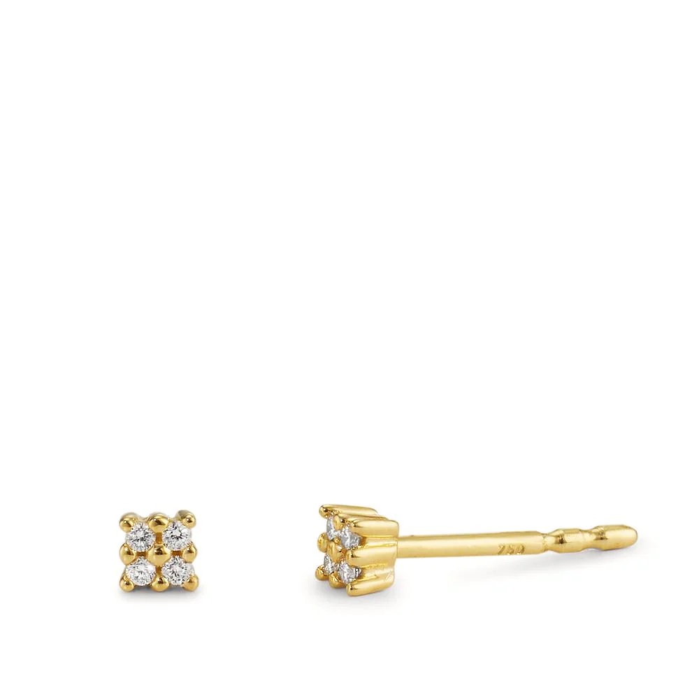 Orecchini a bottone Oro giallo 750/18 carati Diamante 0.04 ct, 8 pietra, p1 Ø2.7 mm - Image 2