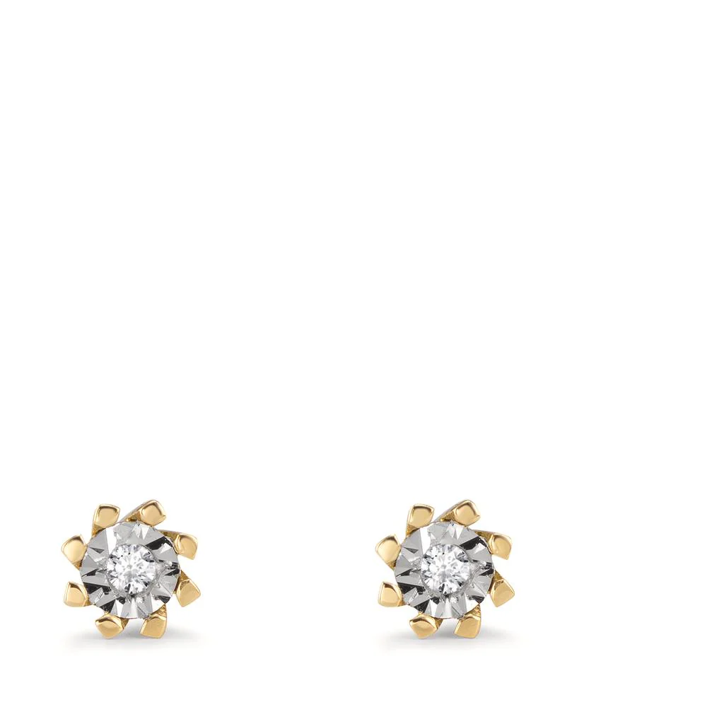 Orecchini a bottone Oro giallo 750/18 carati Diamante 0.05 ct, 2 pietra, w-si Ø5 mm - Image 2