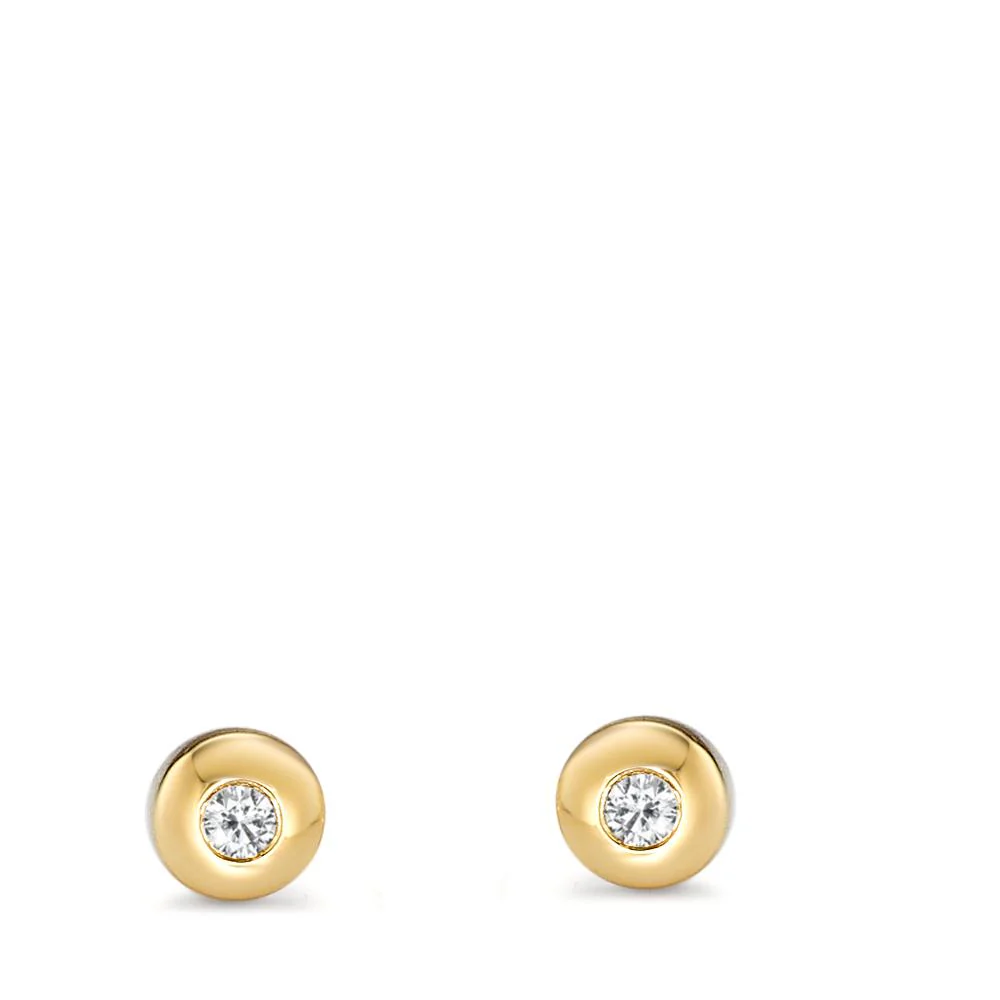 Orecchini a bottone Oro giallo 750/18 carati Diamante 0.06 ct, 2 pietra, w-si Ø4.5 mm - Image 2