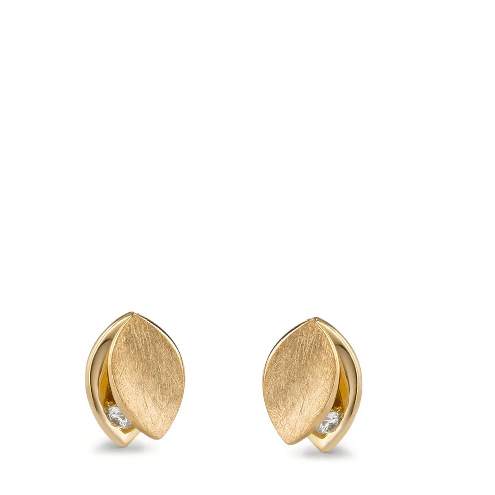 Orecchini a bottone Oro giallo 750/18 carati Diamante 0.07 ct, 2 pietra, [Brillant], w-si - Image 3