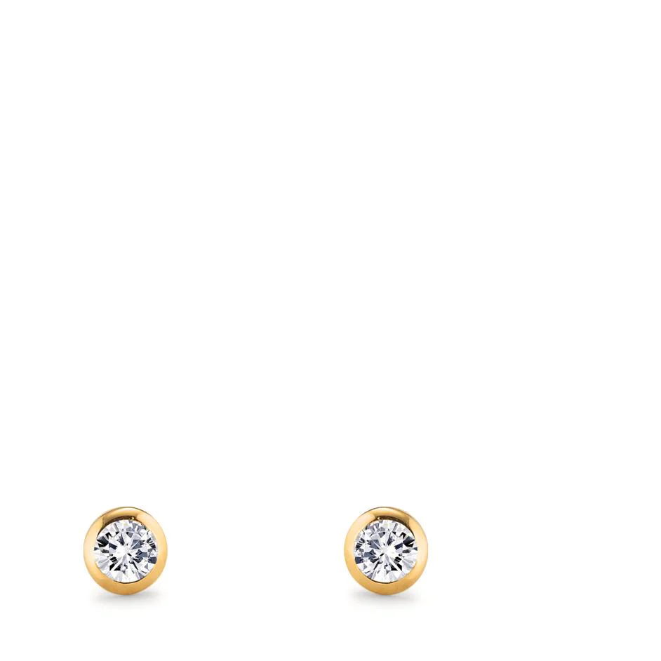 Orecchini a bottone Oro giallo 750/18 carati Diamante 0.08 ct, 2 pietra, w-si Ø3 mm - Image 2