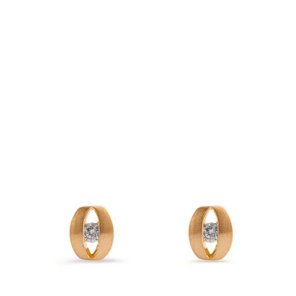 Orecchini a bottone Oro giallo 750/18 carati Diamante 0.09 ct, 2 pietra, w-si - Image 2
