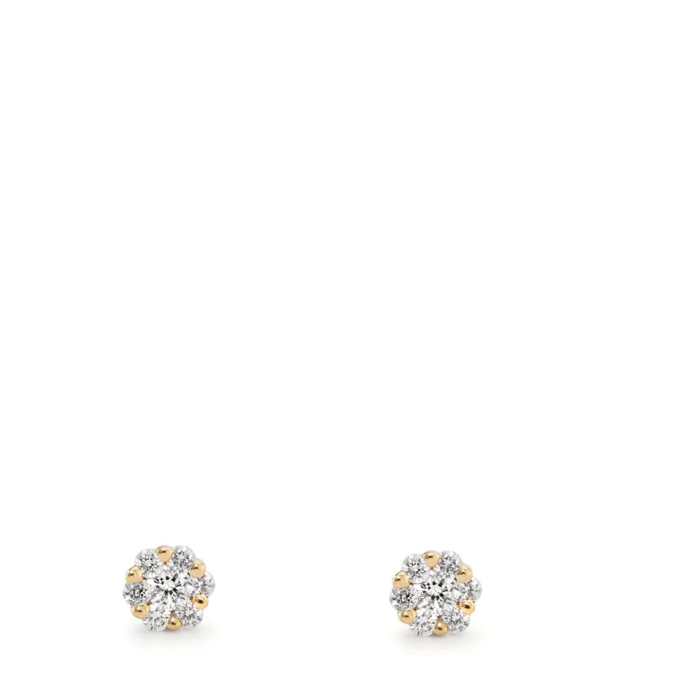 Orecchini a bottone Oro giallo 750/18 carati Diamante 0.10 ct, 14 pietra, w-si Ø3 mm - Image 2
