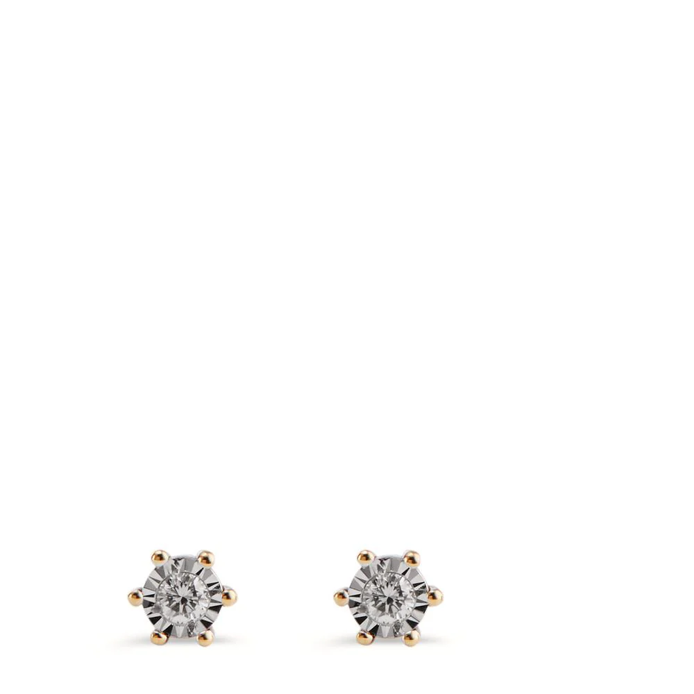 Orecchini a bottone Oro giallo 750/18 carati Diamante 0.10 ct, 2 pietra, w-si Ø3.5 mm - Image 2