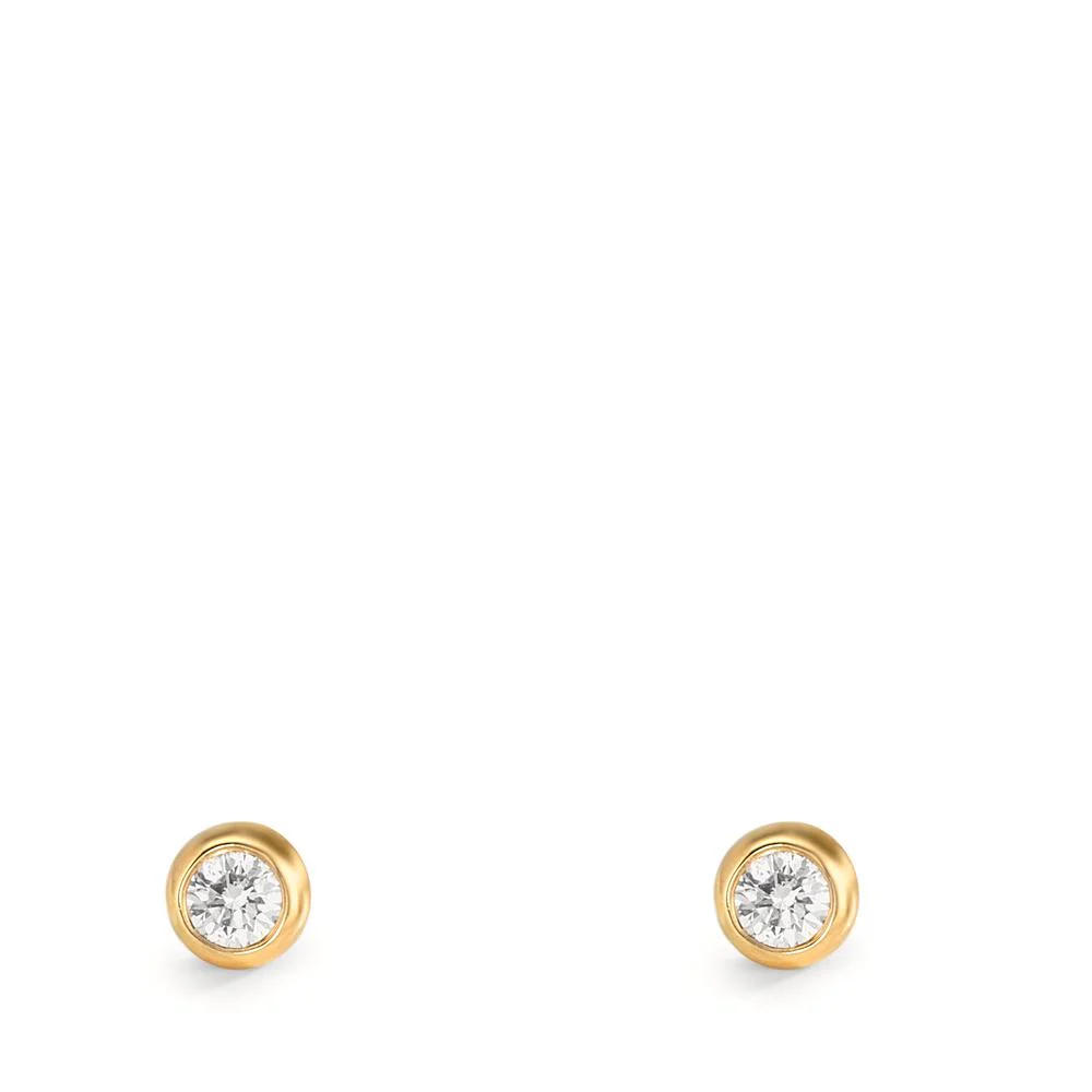 Orecchini a bottone Oro giallo 750/18 carati Diamante 0.10 ct, 2 pietra, w-si Ø3.5 mm - Image 2