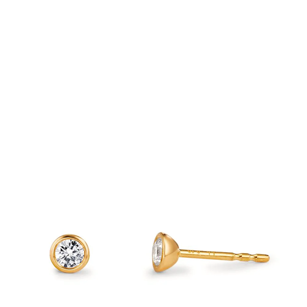 Orecchini a bottone Oro giallo 750/18 carati Diamante 0.15 ct, 2 pietra, w-si Ø3.2 mm