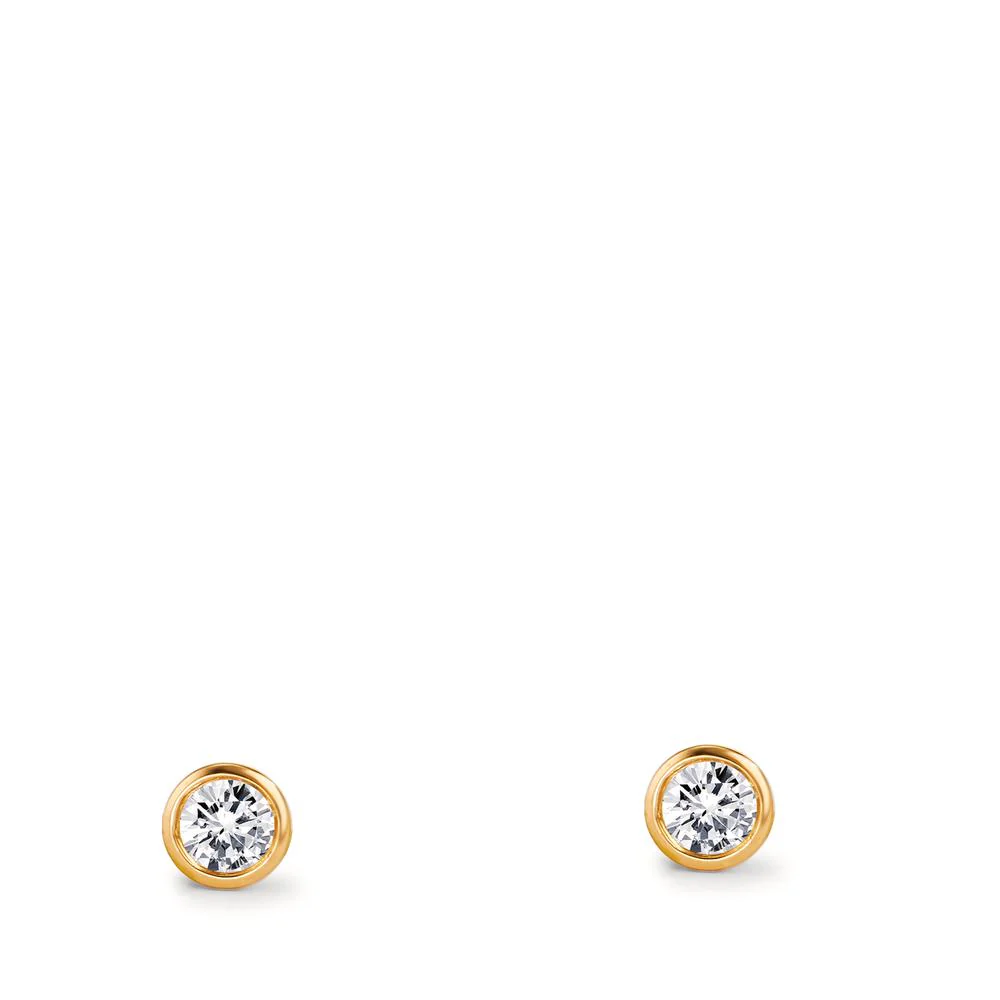 Orecchini a bottone Oro giallo 750/18 carati Diamante 0.15 ct, 2 pietra, w-si Ø3.2 mm - Image 2