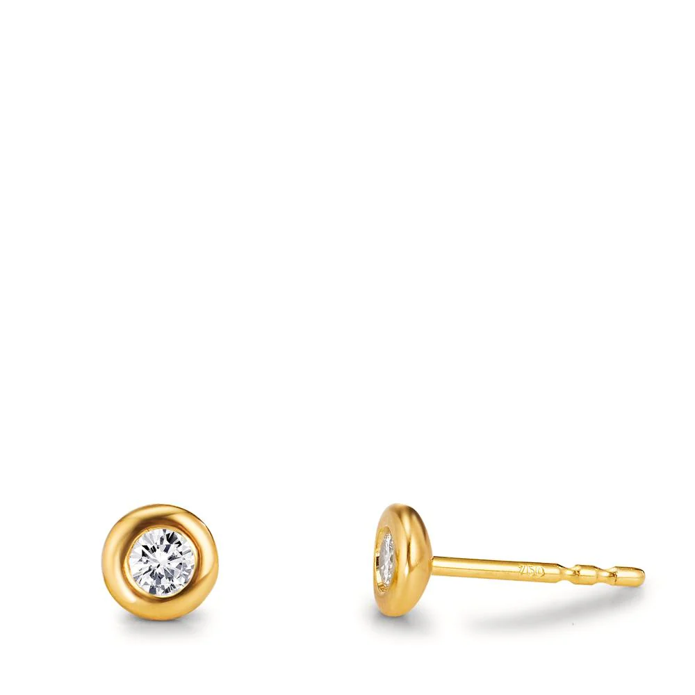 Orecchini a bottone Oro giallo 750/18 carati Diamante 0.15 ct, 2 pietra, w-si Ø4.8 mm
