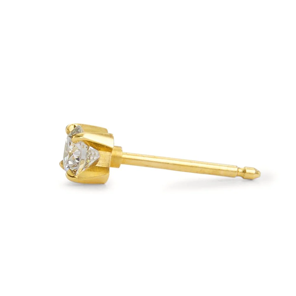 Orecchini a bottone Oro giallo 750/18 carati Diamante 0.20 ct, 2 pietra, w-si, 3 mm - Image 3