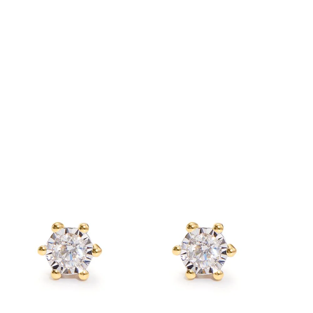 Orecchini a bottone Oro giallo 750/18 carati Diamante 0.20 ct, 2 pietra, w-si Ø5 mm - Image 2
