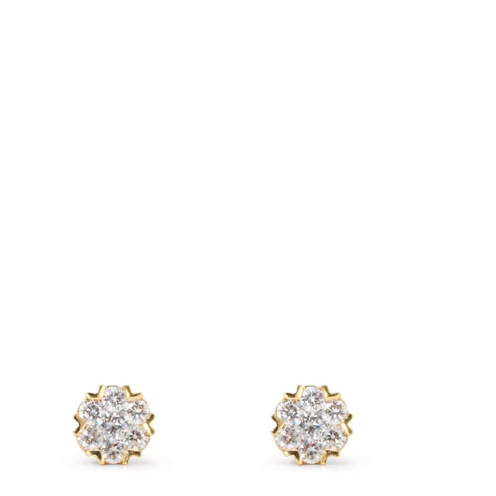 Orecchini a bottone Oro giallo 750/18 carati Diamante 0.21 ct, 14 pietra, w-si Ø4.5 mm - Image 2