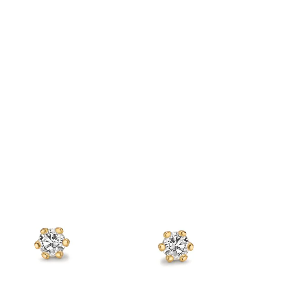 Orecchini a bottone Oro giallo 750/18 carati Laboratorio di diamanti coltivato 0.18 ct, 2 pietra, w-si Ø3.5 mm - Image 2