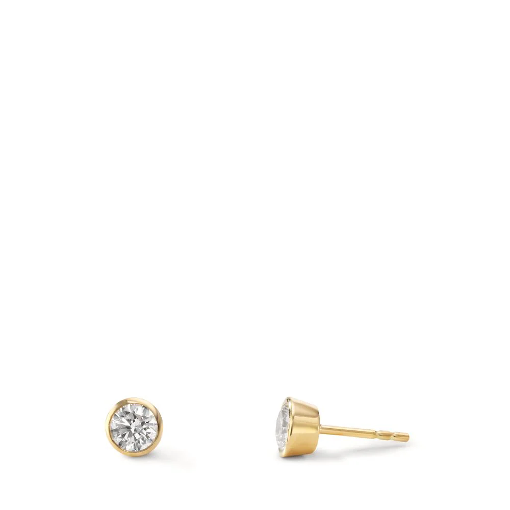 Orecchini a bottone Oro giallo 750/18 carati Laboratorio di diamanti coltivato 0.20 ct, 2 pietra, w-si Ø4 mm