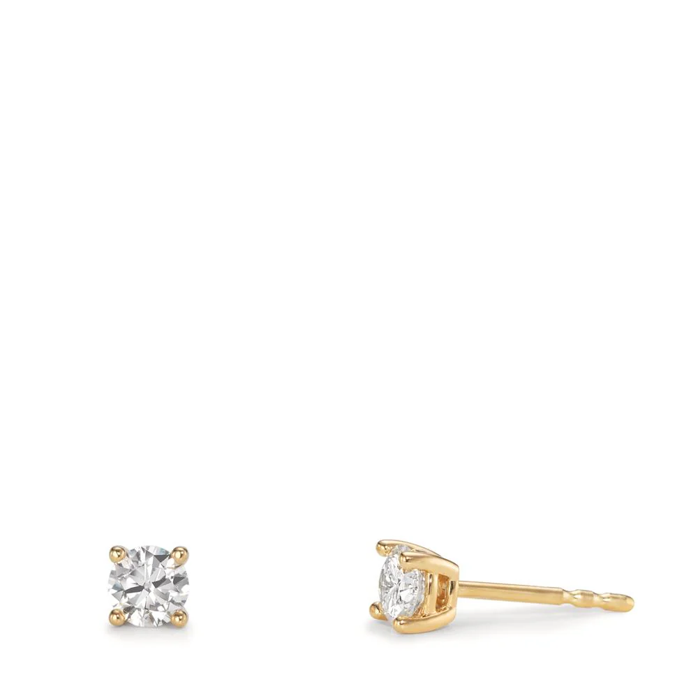 Orecchini a bottone Oro giallo 750/18 carati Laboratorio di diamanti coltivato 0.30 ct, 2 pietra, tw-vsi Ø3.5 mm